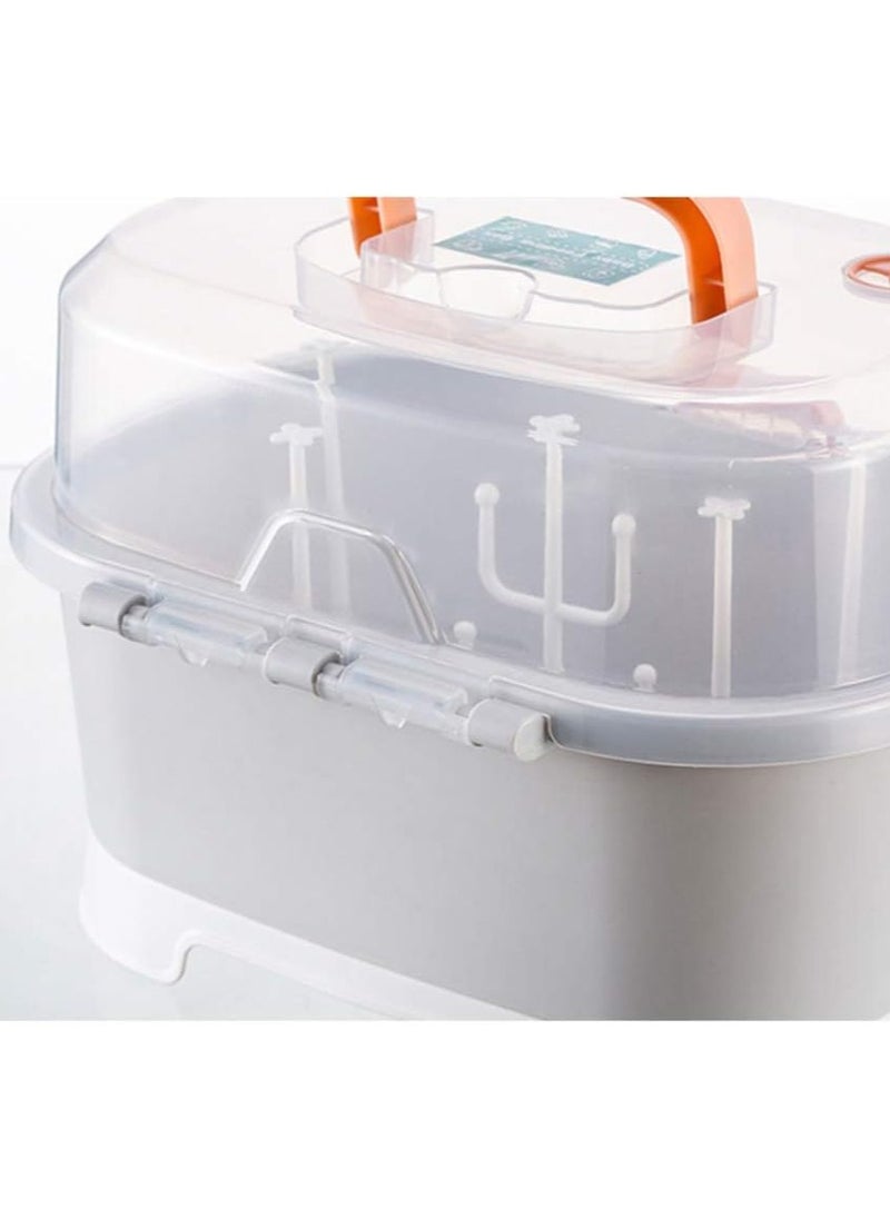 Baby Bottle Drying Rack Storage Nursing Bottle Storage Box Organizer with Cover Portable Kitchen Cabinet Organizer Feeding Bottle Case for Home