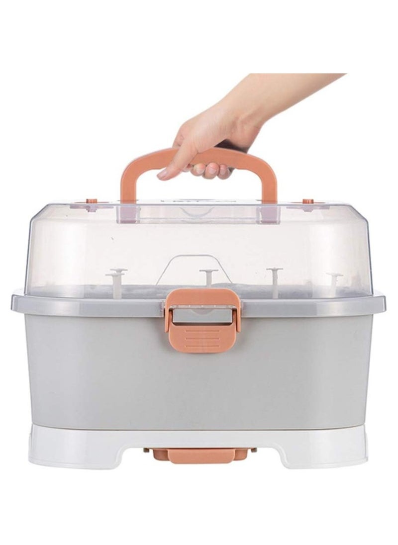 ORiTi Baby Bottle Drying Rack Storage Nursing Bottle Storage Box Organizer with Cover Portable Kitchen Cabinet Organizer Feeding Bottle Case for Home  - Image 1