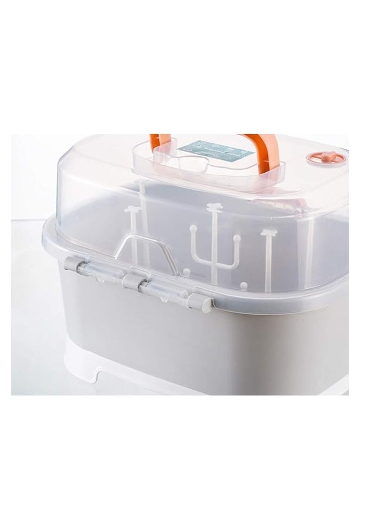 Baby Bottle Drying Rack Storage Nursing Bottle Storage Box Organizer with Cover Portable Kitchen Cabinet Organizer Feeding Bottle Case for Home