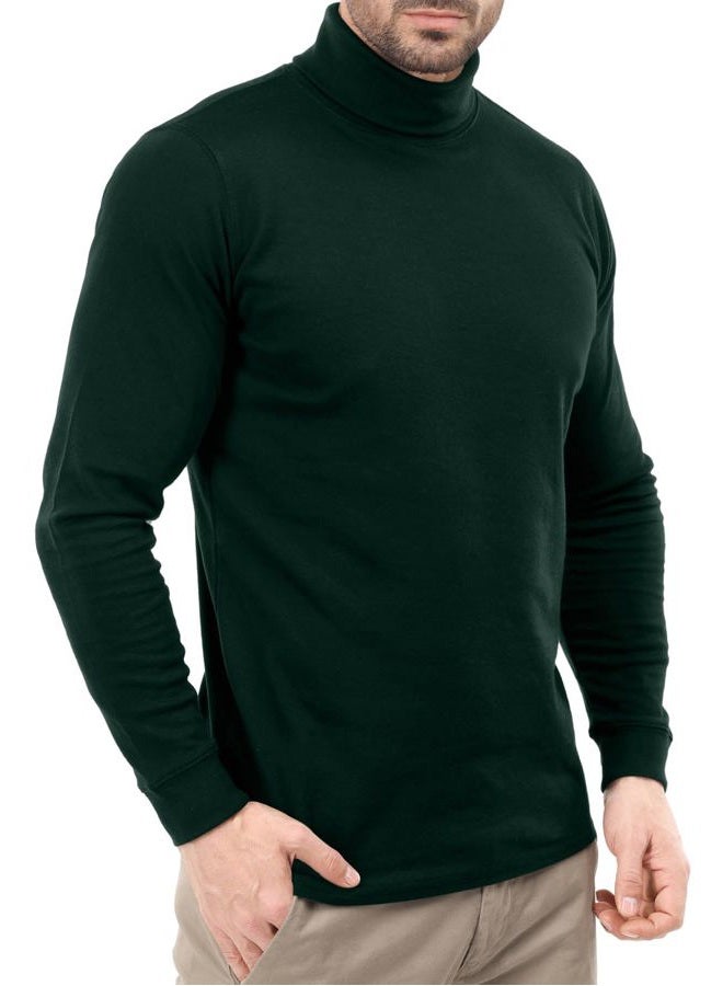 Utopia Wear Premium Mens Sweater Cotton Blend Interlock Turtleneck Men T-Shirt Pullover Sweater, XX-Large, Long Sleeve, Green - Image 2
