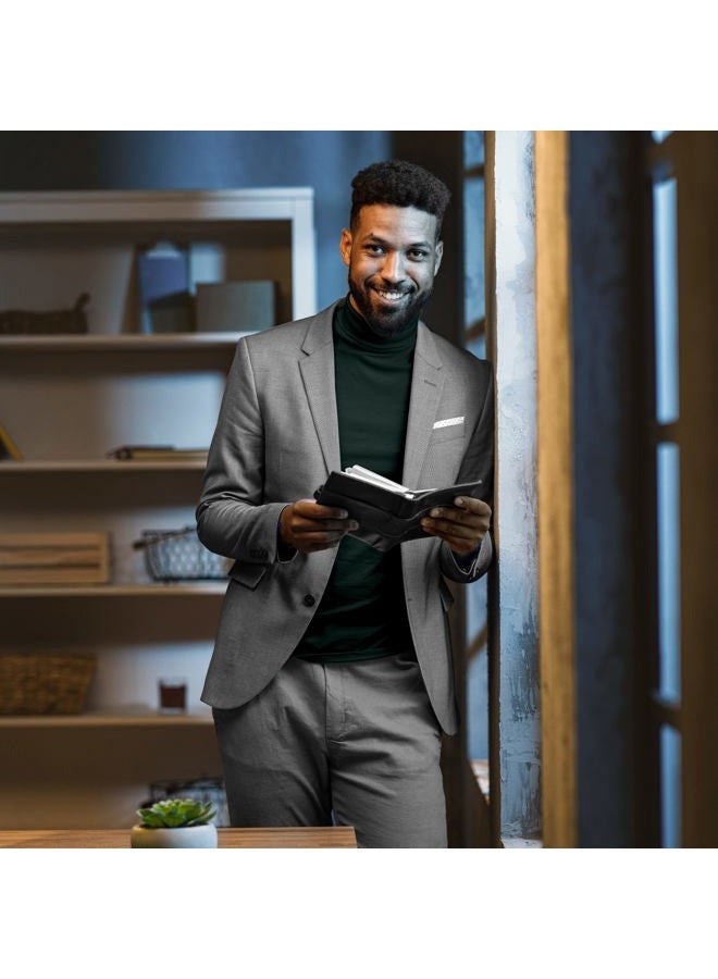 Utopia Wear Premium Mens Sweater Cotton Blend Interlock Turtleneck Men T-Shirt Pullover Sweater, XX-Large, Long Sleeve, Green - Image 3