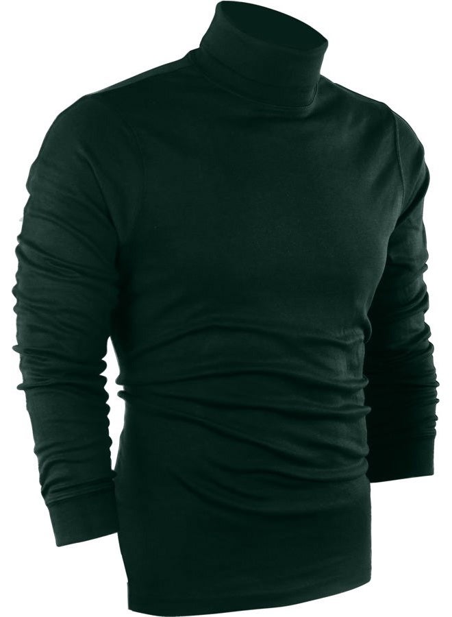 Utopia Wear Premium Mens Sweater Cotton Blend Interlock Turtleneck Men T-Shirt Pullover Sweater, XX-Large, Long Sleeve, Green - Image 1