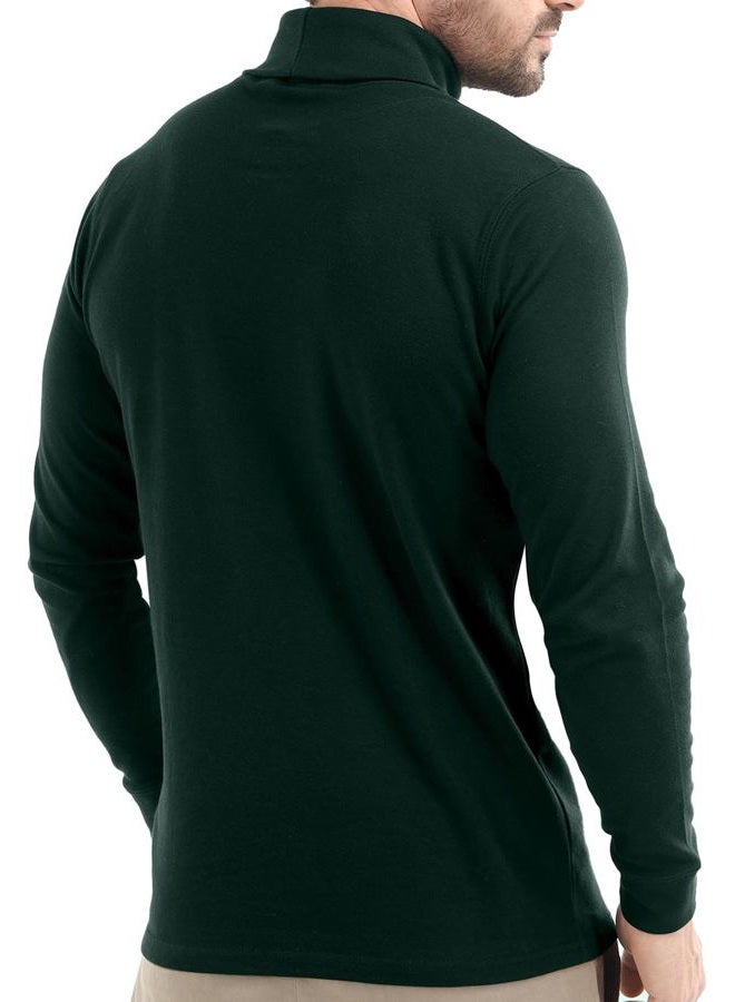 Utopia Wear Premium Mens Sweater Cotton Blend Interlock Turtleneck Men T-Shirt Pullover Sweater, XX-Large, Long Sleeve, Green - Image 5
