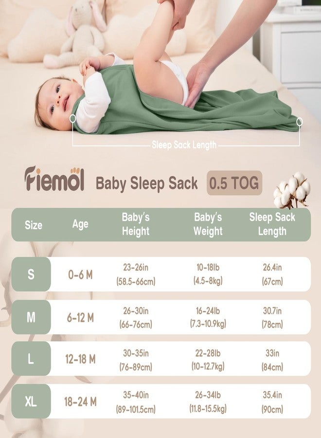 FIEMOL Baby Sleep Sack 6-12 Months, 100% Cotton Sleeping Sack for Newborn and Infant, 3 Pack Baby Wearable Blanket, 0.5 Tog Lightweight Double Zipper Sleep Bag Cyan - Image 4