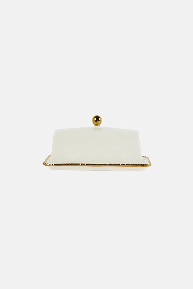 Bombay Ceramic Butter Dish, White - Image 1