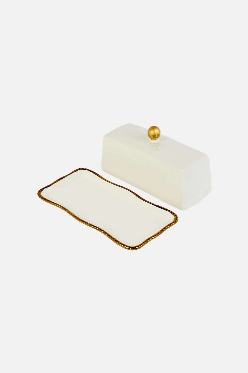 Bombay Ceramic Butter Dish, White - Image 2