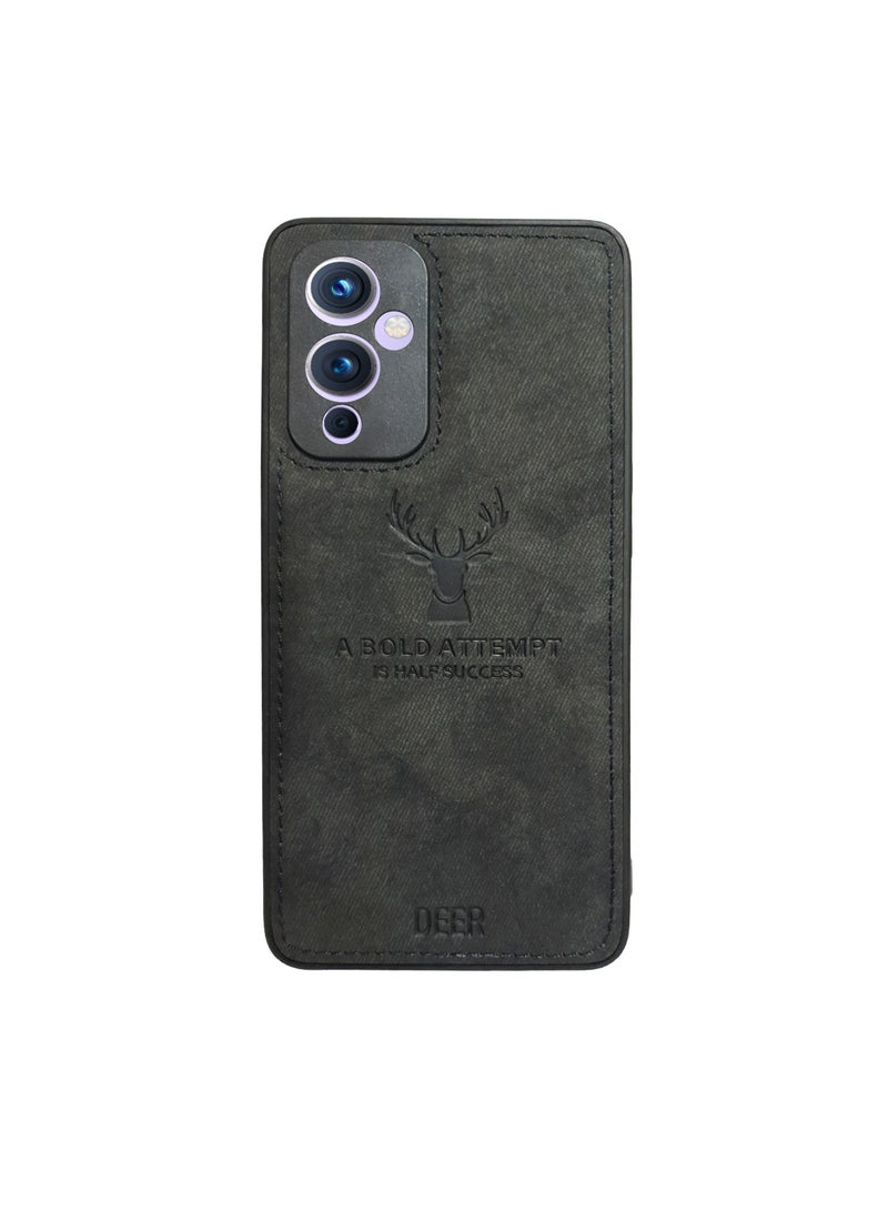 ELMO3EZZ Oneplus 9R Digital Luxury Soft Texture Patterned TPU Cloth Case, Dirt-Resistant, Anti-Shock, Anti-Fingerprint, Full Body Protective For oneplus 9R (Black) - Image 1