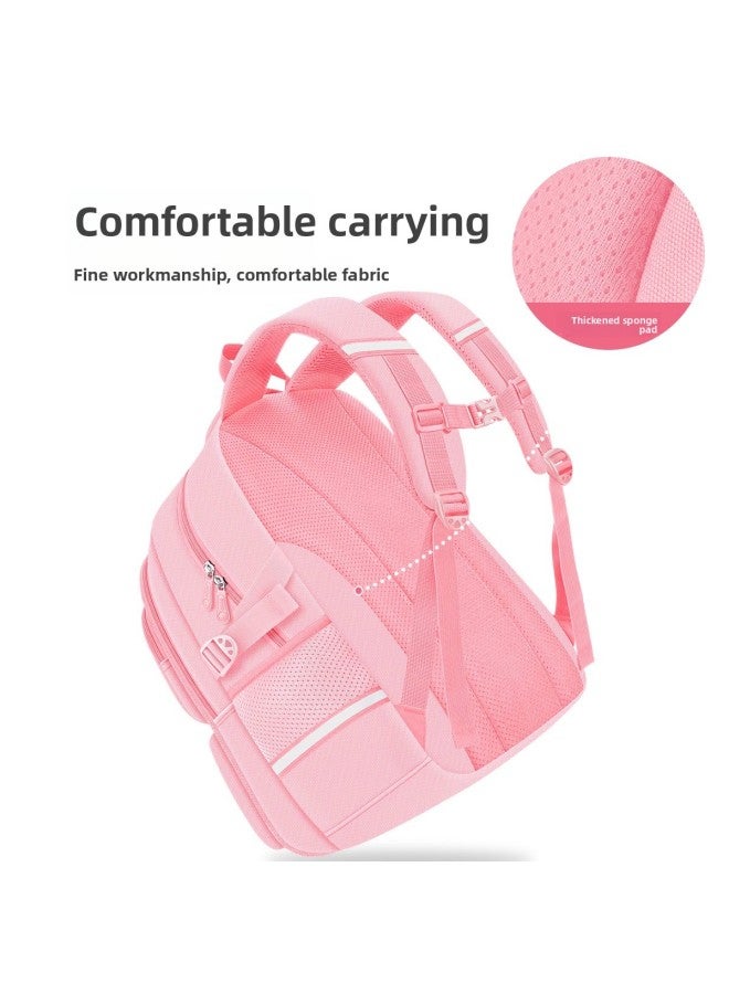 Schoolbag Primary School Girl's Large Capacity Children's Ridge Protection Girl Three To Six 2024 First Grade Light Shaoqian-Color: Large Pink Melody (grades 3-6)-Size:Schoolbag + Exquisite 10-piece Set + Stationery Box - Image 4