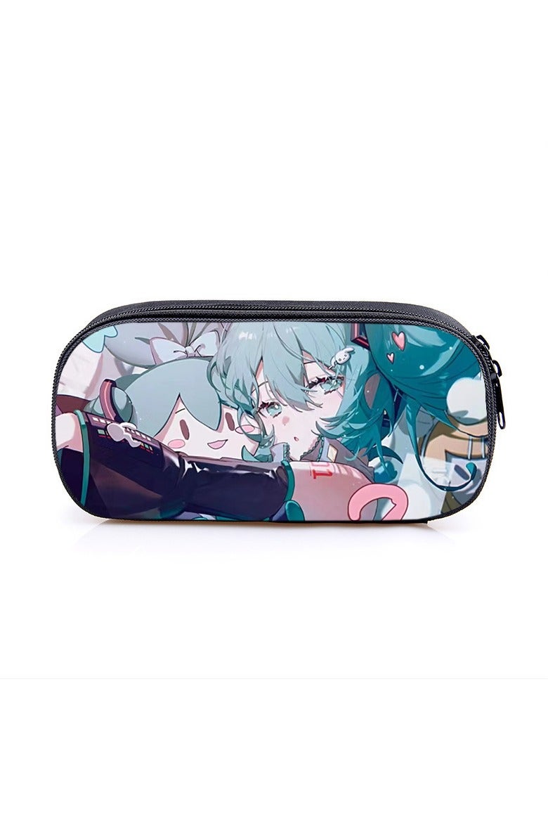 general Hatsune Miku pencil case student cute large-capacity pencil case polyester multifunctional storage stationery bag
