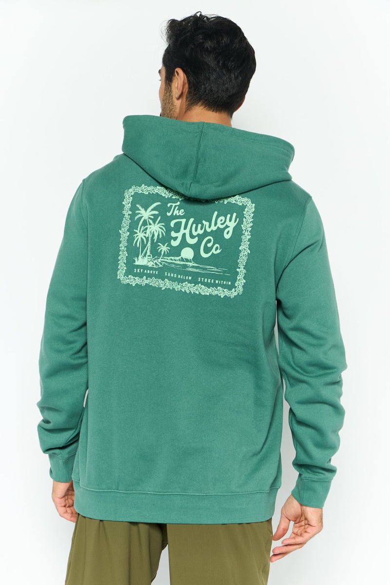 Hurley هودي خارجي طويل الأكمام للرجال، رياضي، أخضر - Image 2