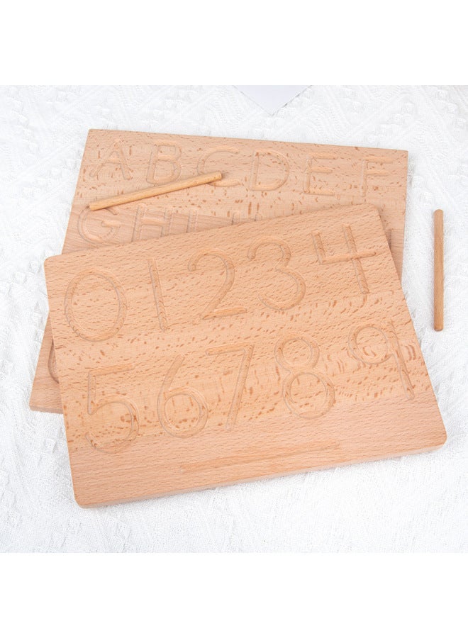 Wooden Concave-convex Groove Practice Board Early Education Montessori Digital Letters Geometric Figure Beech Description Blind Writing Board-Color:Letter Blind Writing Board 0.6 - Image 4