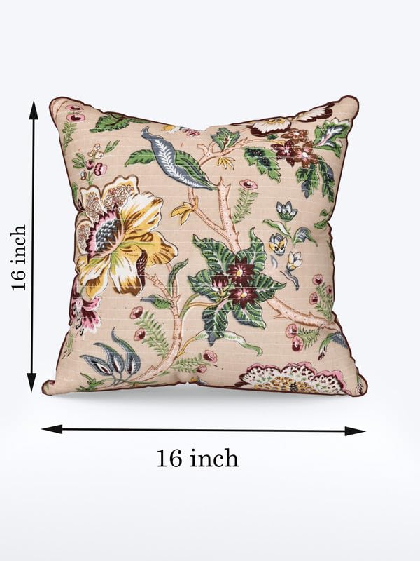 EasyGoods India Premium Cotton Cushion Covers 16x16 Inch | Soft Durable Fabric | Elegant Printed Covers for Sofa & Living Room | Hidden Zipper |Set of 2 - Image 3