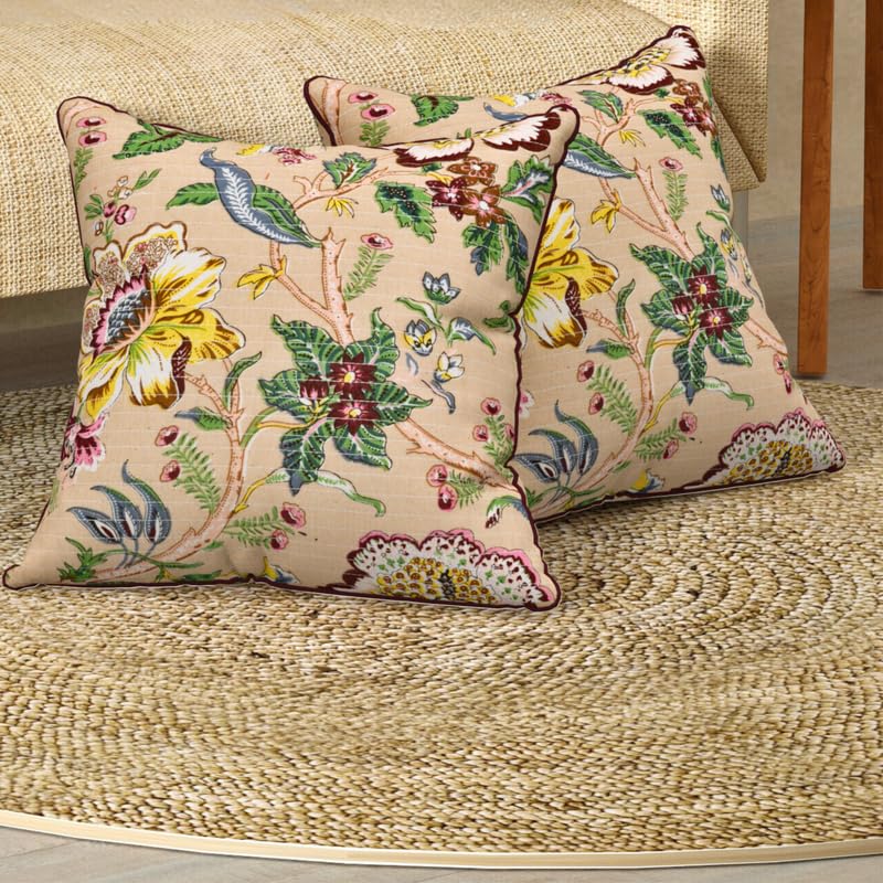 EasyGoods India Premium Cotton Cushion Covers 16x16 Inch | Soft Durable Fabric | Elegant Printed Covers for Sofa & Living Room | Hidden Zipper |Set of 2 - Image 5