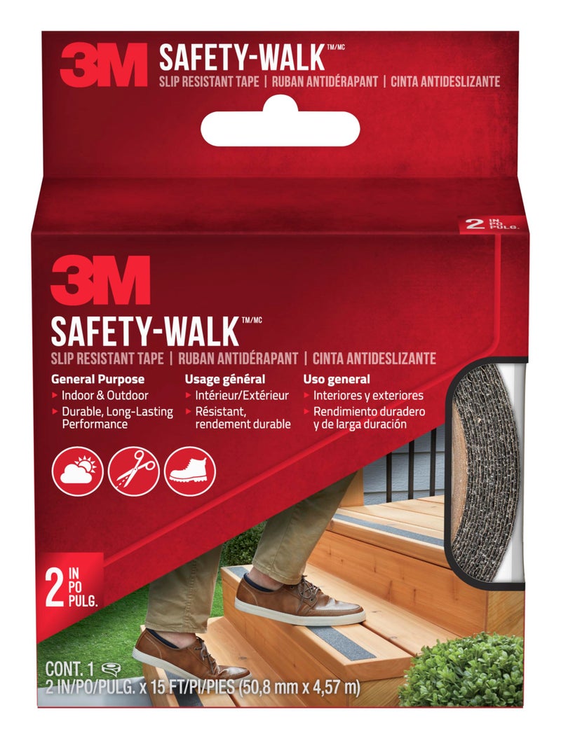 3M Safety-Walk Slip Resistant Tape, 2 in x 15 ft, Anti Slip Black Tape, Adhere Without Wrinkling, Curling, Tearing or Lifting, Self-Adhesive Backing For Quick & Easy Application, 1 Roll (610B-R2X180) - Image 1