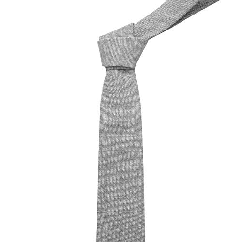 King & Priory Highland Weave Stonewashed Light Grey Necktie - Image 2