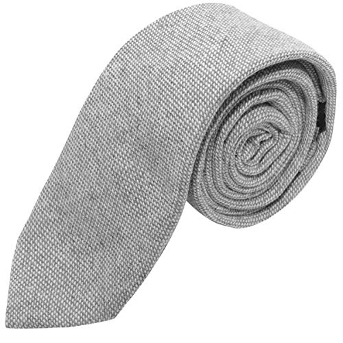 King & Priory Highland Weave Stonewashed Light Grey Necktie - Image 1