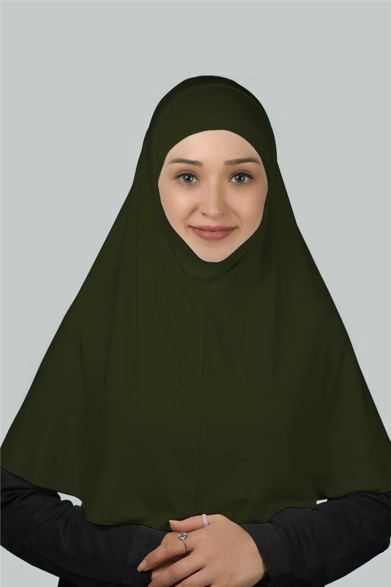 Altobeh Ready-made Turban Practical Scarf with Veil Hijab with Nikap - Prayer Cover Soufflé (Xl) - Khaki