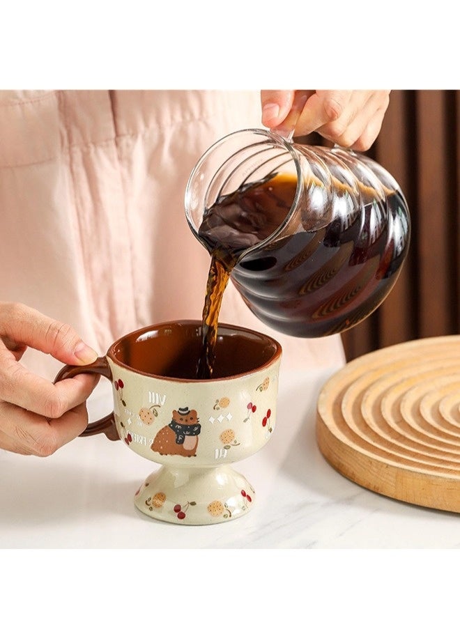 شيبشيب كوب سيراميك بشكل حيوان لطيف بسعة 265 مل، كوب قهوة طويل بمقبض، كوب حلوى، مناسب للّاتيه، الكابتشينو، الحليب، الكاكاو، ومشروب الشوفان - Image 3