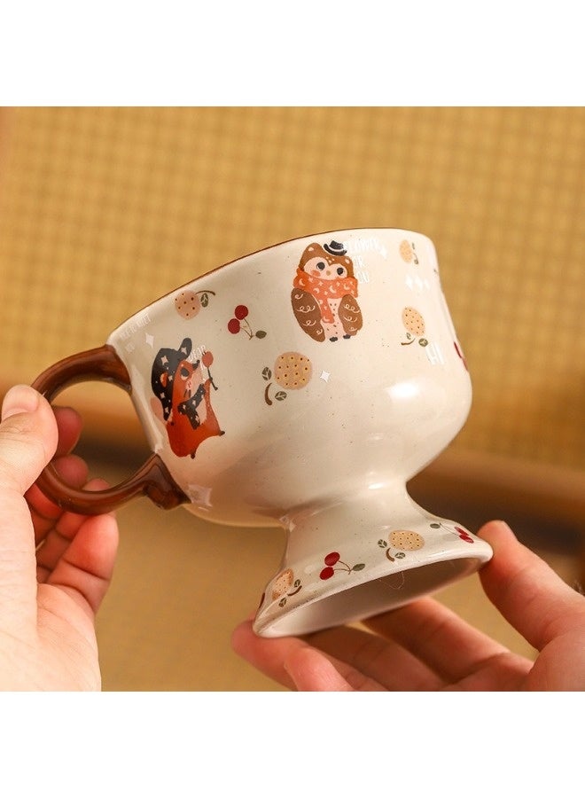 شيبشيب كوب سيراميك بشكل حيوان لطيف بسعة 265 مل، كوب قهوة طويل بمقبض، كوب حلوى، مناسب للّاتيه، الكابتشينو، الحليب، الكاكاو، ومشروب الشوفان - Image 4