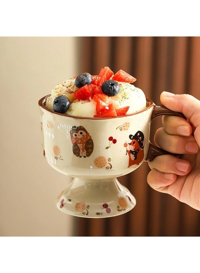 شيبشيب كوب سيراميك بشكل حيوان لطيف بسعة 265 مل، كوب قهوة طويل بمقبض، كوب حلوى، مناسب للّاتيه، الكابتشينو، الحليب، الكاكاو، ومشروب الشوفان - Image 2