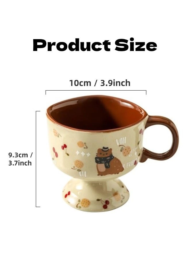 شيبشيب كوب سيراميك بشكل حيوان لطيف بسعة 265 مل، كوب قهوة طويل بمقبض، كوب حلوى، مناسب للّاتيه، الكابتشينو، الحليب، الكاكاو، ومشروب الشوفان - Image 5
