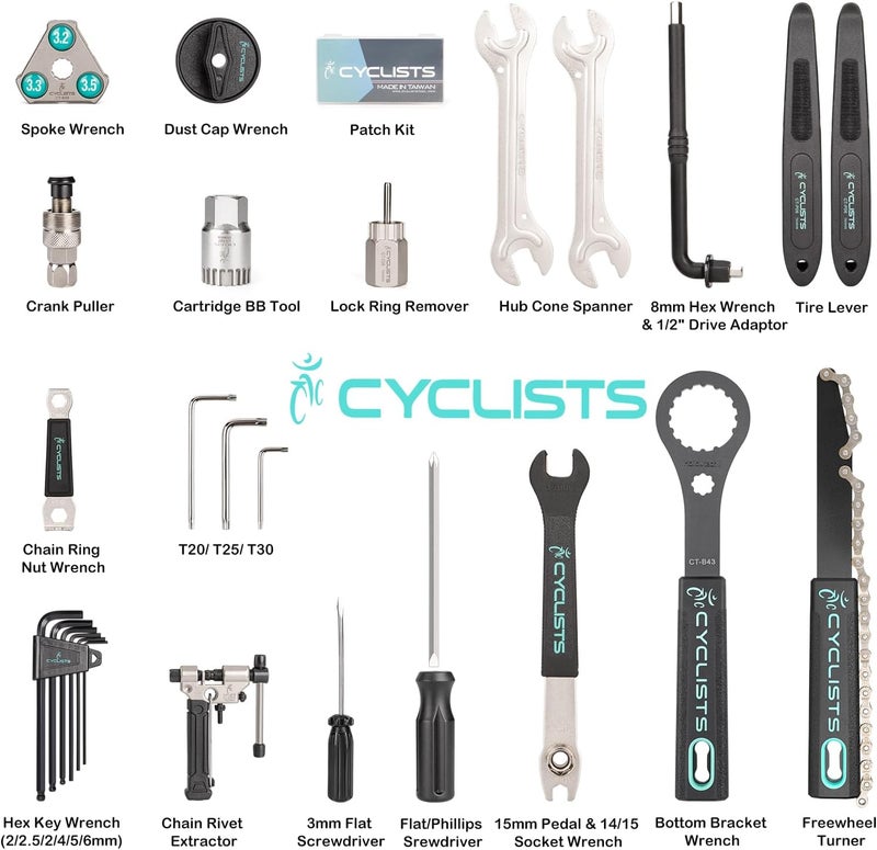 cyclists 22-Piece Bike Tool Kit with Storage Bag for Bicycle Maintenance - Image 3