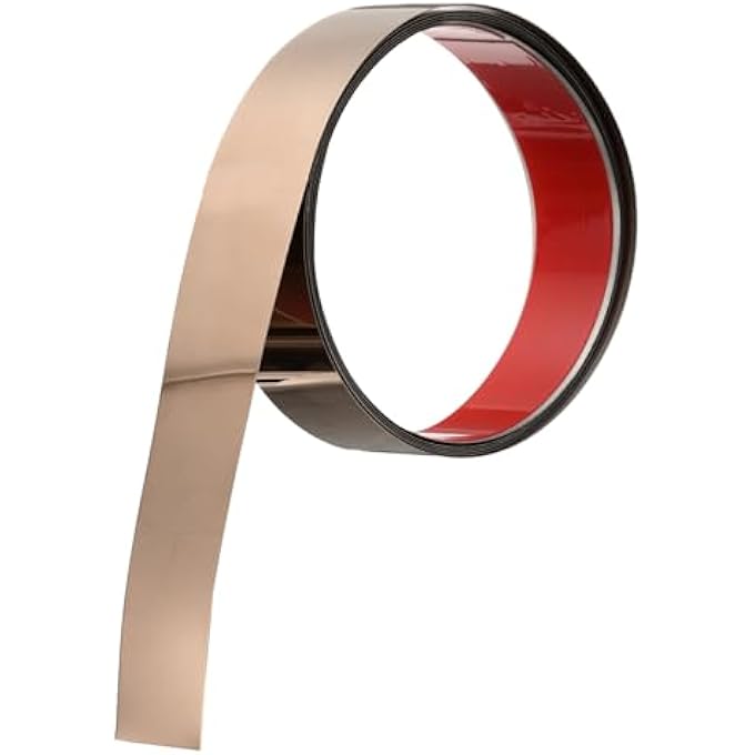 STAINLESS STEEL WALL MOLDING STRIP, 10 FT X 1.6 INCHES, SELF-ADHESIVE METAL STRIP, MIRROR STRIP FOR WALL CEILING, FIREPLACE, MIRROR EDGE, MIRRORED ROSE GOLD - Image 1