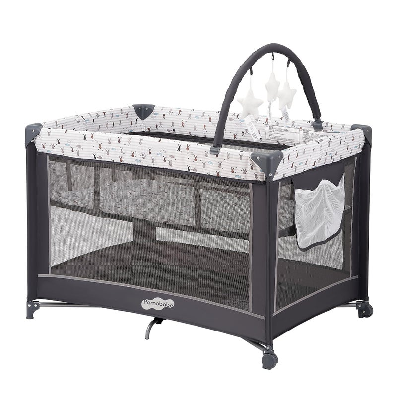 Pamo Babe Pack and Play with Bassinet, Portable Playard for Baby - Image 1