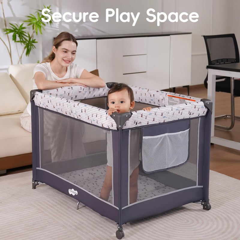 Pamo Babe Pack and Play with Bassinet, Portable Playard for Baby - Image 2