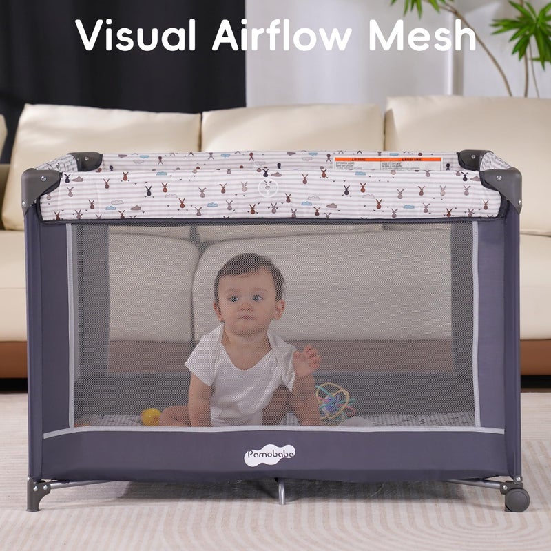 Pamo Babe Pack and Play with Bassinet, Portable Playard for Baby - Image 4