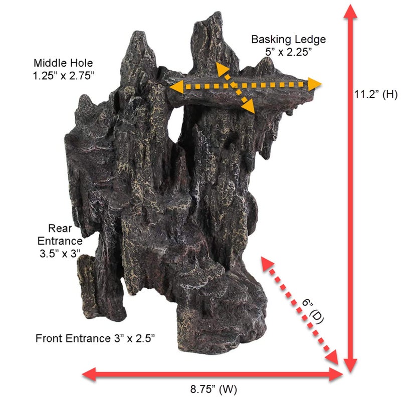 Penn Plax Penn-Plax Reptology Shale Step Ledge Cave Hideout - Aquarium & Terrarium Decoration - for Fish, Reptiles, Amphibians, and Small Animals - Large 2 (REP189) - Image 2