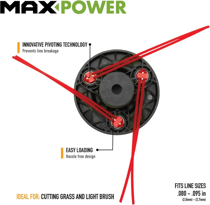 Maxpower 3317233 PivoTrim Universal Replacement Head, 3 x 3 (.080 - .095 IN) fits line sizes, Multicolor - Image 3