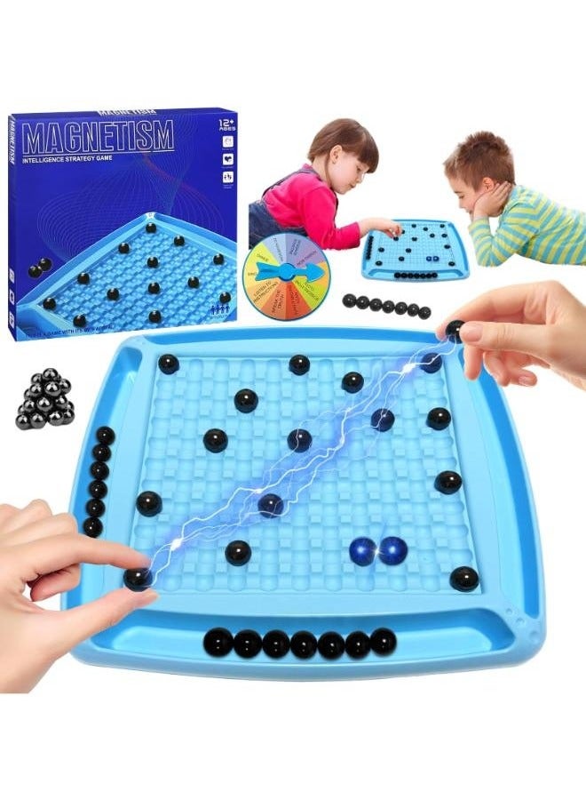 Magnetic Children's Chess Toy, Magnetic Chess Game Magnetic Stone Board Game Table Magnetic Game Chess Set Kids Puzzle Checkers Game Portable Chess Board for Family Reunions