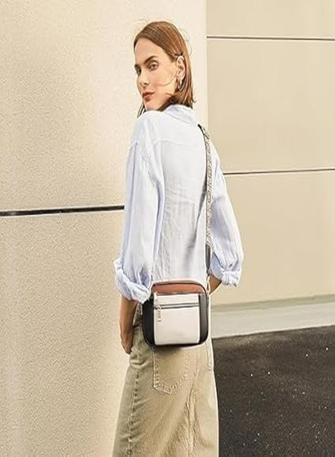 TOCINGO Crossbody Bag for Women, Adjustable Shoulder Strap 38-61cm, Multi-Pocket Design, Black White Brown, 21.6x16.5x5.6cm, 0.72 lbs - Image 2