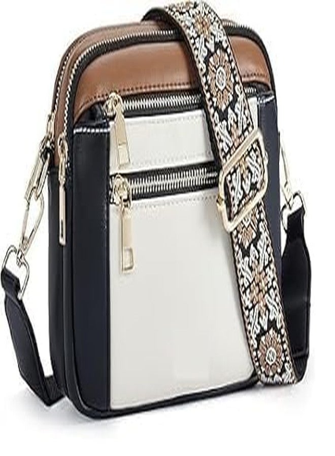 TOCINGO Crossbody Bag for Women, Adjustable Shoulder Strap 38-61cm, Multi-Pocket Design, Black White Brown, 21.6x16.5x5.6cm, 0.72 lbs - Image 1