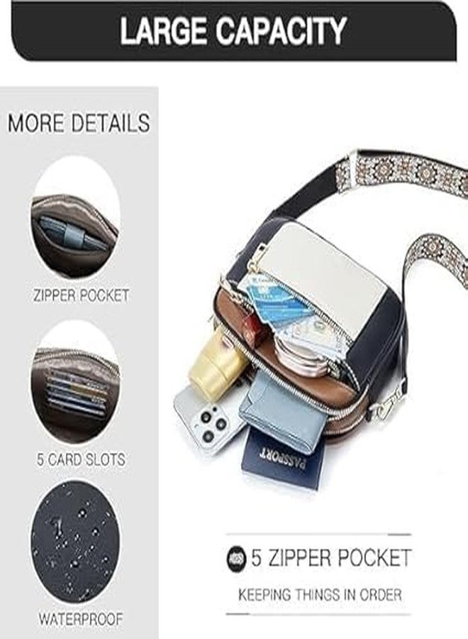 TOCINGO Crossbody Bag for Women, Adjustable Shoulder Strap 38-61cm, Multi-Pocket Design, Black White Brown, 21.6x16.5x5.6cm, 0.72 lbs - Image 5