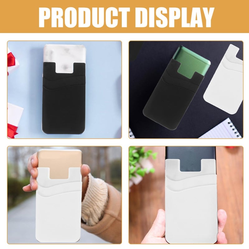 3 Pcs Black And White Silicone Adhesive Phone Card Holder Set For Back Case - Image 4