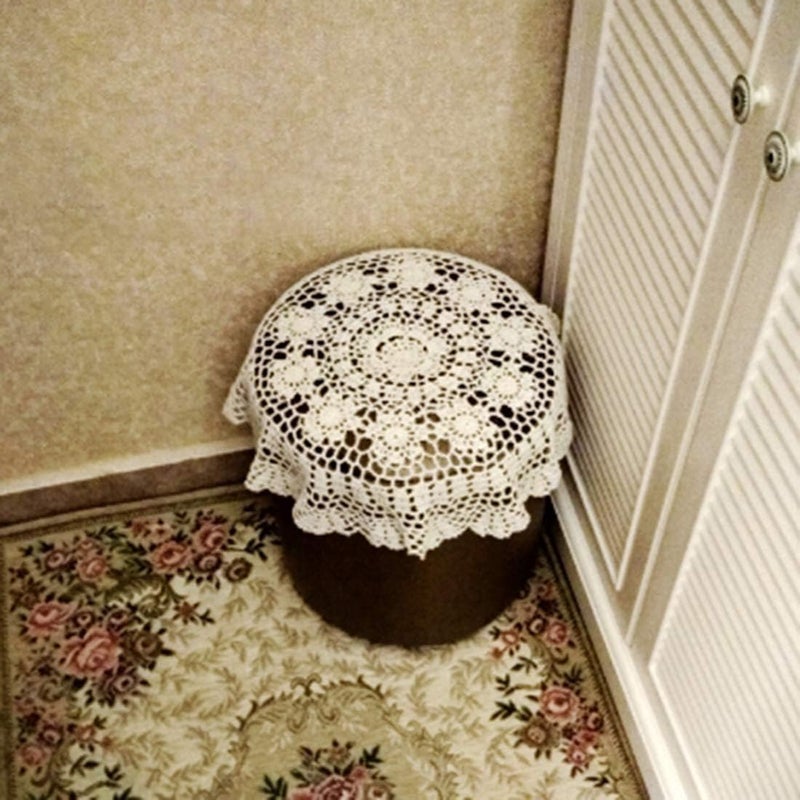 Damanni White Cotton Handmade Crochet Lace Tablecloth Doilies Table Overlay,Round,23 Inch,2PCS - Image 5