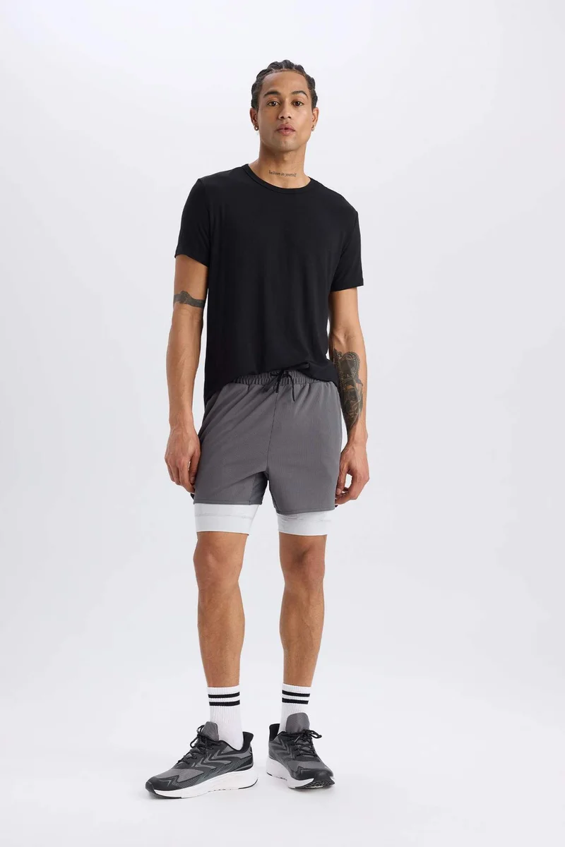 Defacto  DeFactoFit Slim Fit Sports Cotton Shorts for Men | Best Price UAE