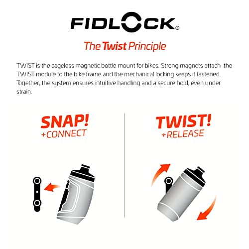 FIDLOCK Twist Bottle 590ml/20oz + Base Systems | New Leak-Proof, Self-Sealing Bottle Cap | Bike Water Bottle Holder with No Screws & Attached Bottle | Cage Free Magnetic Rack | Clear - Image 4