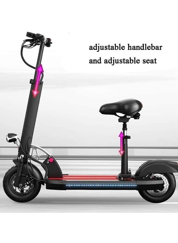Electric Scooter - c10 Model, LED Lights, USB Charging, Anti-Theft, 40 km Range, Adjustable Handlebar, Dual Suspension, Multicolor - Image 3