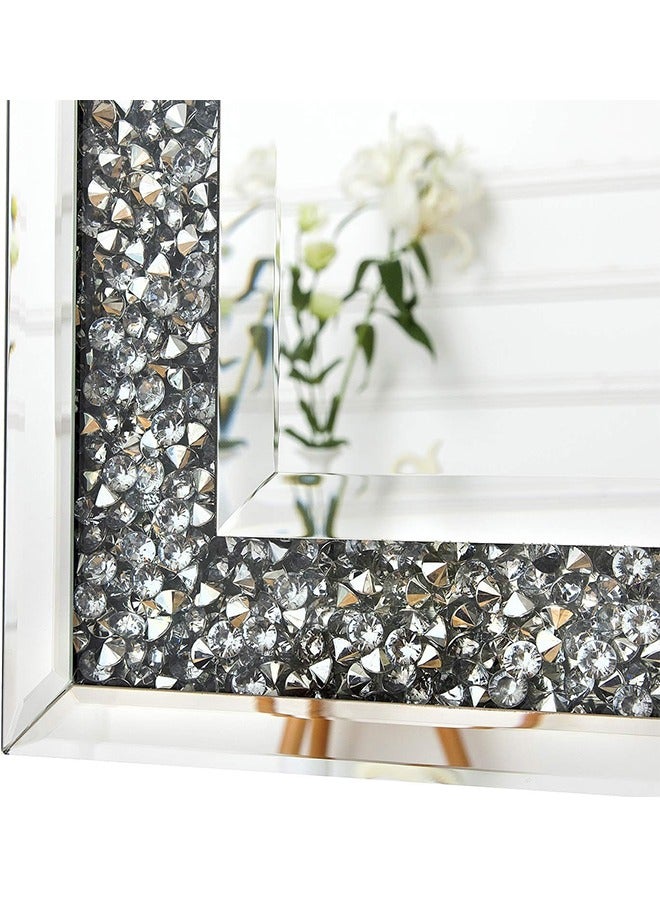 ويسفور مرايا حائط زخرفية مستطيلة الشكل: مرايا حائط جميلة أنيقة ذات مظهر فني أنيق بسمك 5 مم مرايا كبيرة معلقة باللون الفضي بسمك 120 × 60 × 2.5 سم بلورات مدمجة في الحائط مرآة حائط مدمجة لغرفة المعيشة والممر - Image 4