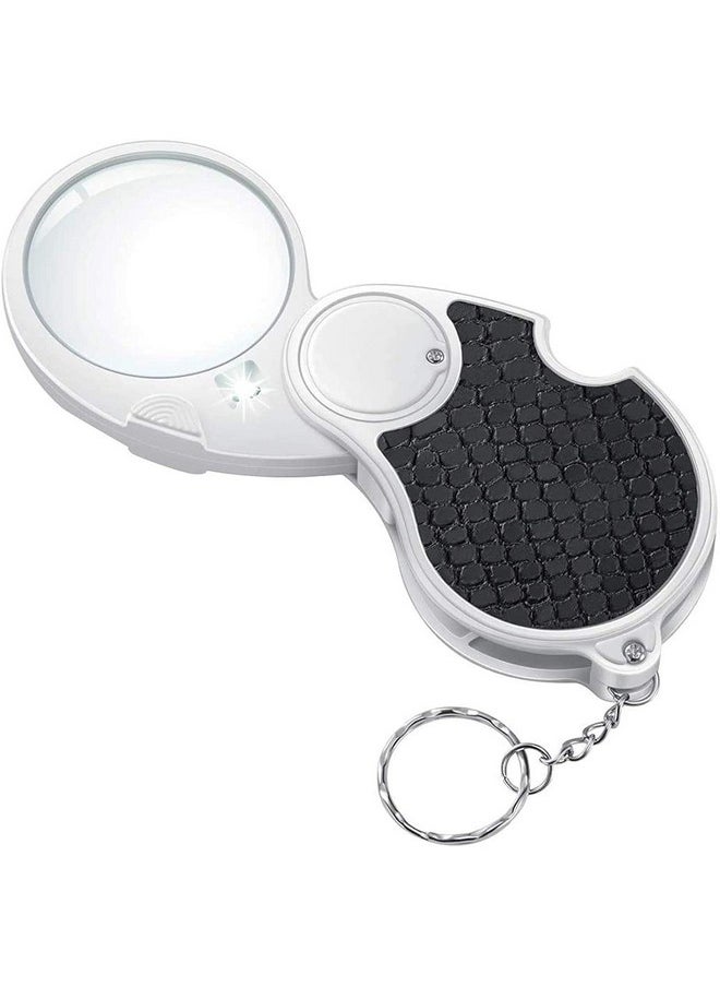 Techshare - Magnifying Glass With Light Lighted Magnifying Glass 5X Handheld Pocket Magnifier Small Illuminated Folding Hand Held Lighted Magnifier For Reading Coins Hobby Travel 45 Mm Diameter - Image 1