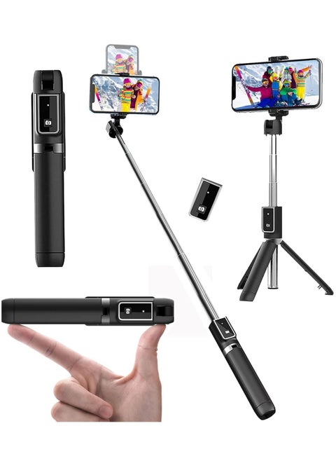 Selfie Stick, 3 in 1 Extendable Selfie Stick Tripod with Detachable Bluetooth Wireless Remote Phone Holder for iPhone 12/Xs/iPhone 8/iPhone 11/11pro, Galaxy S10/S9 Plus/S8/Note8, LG (P40, Black)