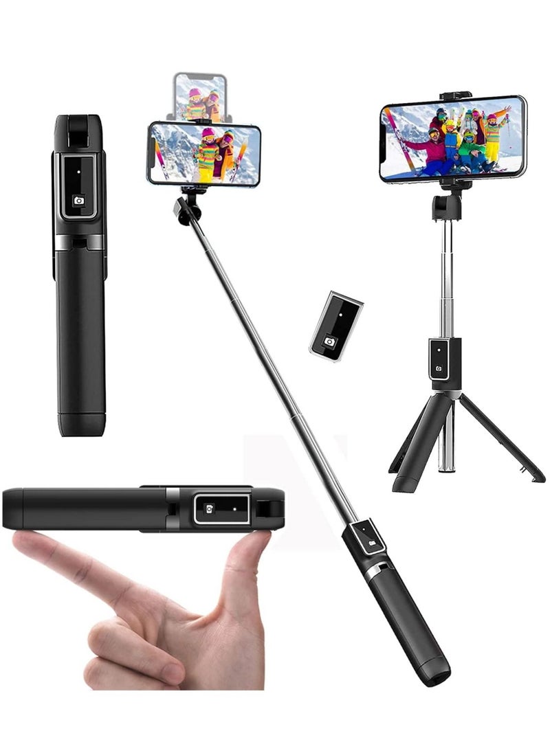 TYCOM - TyCom Selfie Stick, 3 in 1 Extendable Selfie Stick Tripod with Detachable Bluetooth Wireless Remote Phone Holder for iPhone 12/Xs/iPhone 8/iPhone 11/11pro, Galaxy S10/S9 Plus/S8/Note8, LG (P40, Black) - Image 1