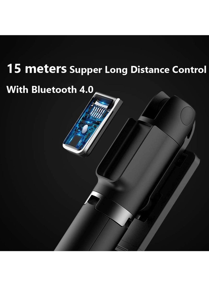 TYCOM - TyCom Selfie Stick, 3 in 1 Extendable Selfie Stick Tripod with Detachable Bluetooth Wireless Remote Phone Holder for iPhone 12/Xs/iPhone 8/iPhone 11/11pro, Galaxy S10/S9 Plus/S8/Note8, LG (P40, Black) - Image 1