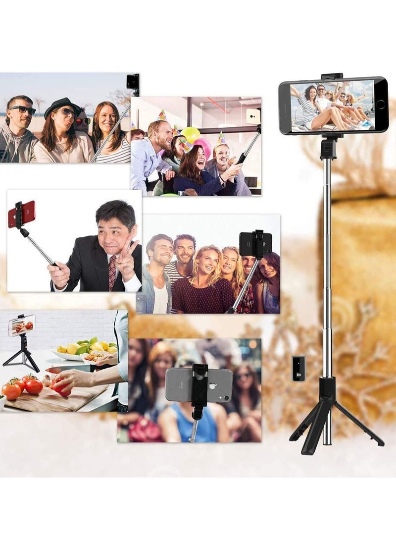 TYCOM - TyCom Selfie Stick, 3 in 1 Extendable Selfie Stick Tripod with Detachable Bluetooth Wireless Remote Phone Holder for iPhone 12/Xs/iPhone 8/iPhone 11/11pro, Galaxy S10/S9 Plus/S8/Note8, LG (P40, Black) - Image 1