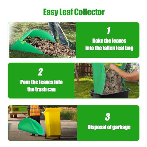 UQM Leaf Collector, Portable Pop Up Leaf Bags, Foldable Leaf Pick Up Tools Patent Number D1005635, Reusable Yard Garden Bags for Leaves Lawn Trash - Image 5