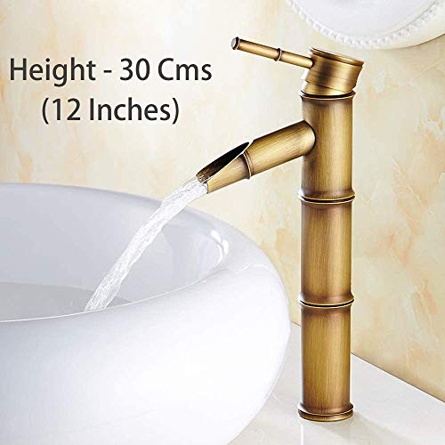 STORE 2508 Store2508 Aquazere Single Lever Basin Brass Faucet Mixer Bamboo Design with Two Braided Connecting Pipes 450 mm - Image 2