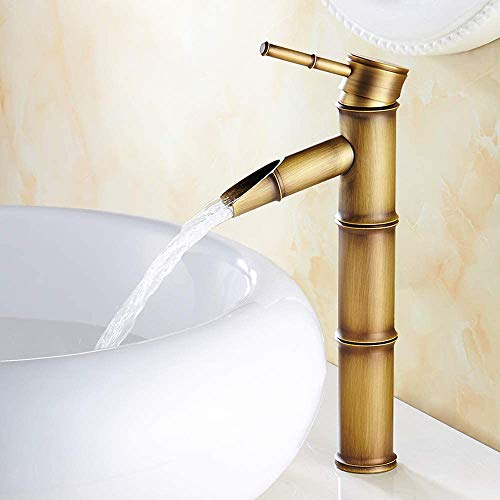 STORE 2508 Store2508 Aquazere Single Lever Basin Brass Faucet Mixer Bamboo Design with Two Braided Connecting Pipes 450 mm - Image 1